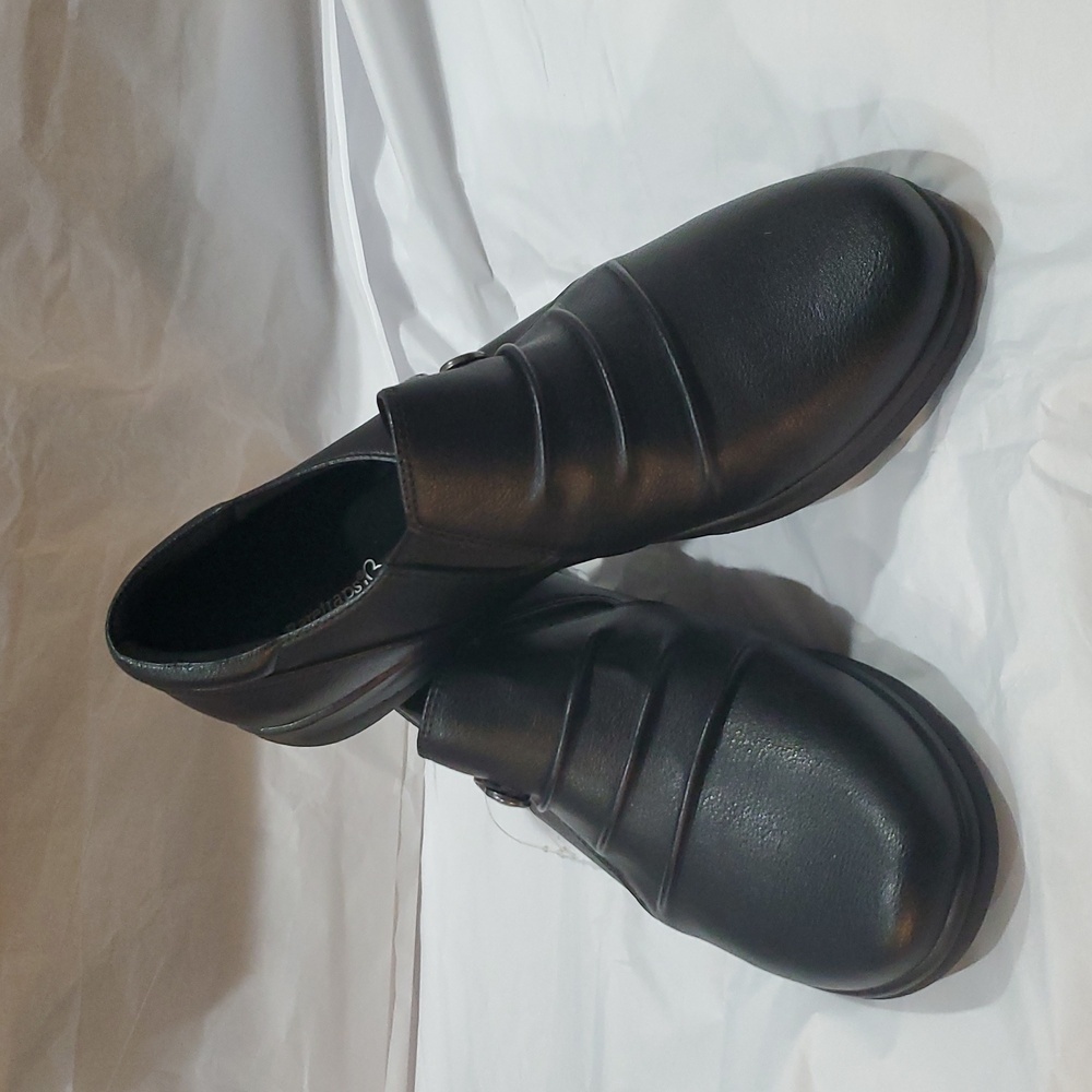 Baretrap black double button comfort slip-on shoes size 10 brand new‎